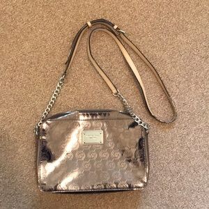 Michael Kors silver mirror patent purse crossbody